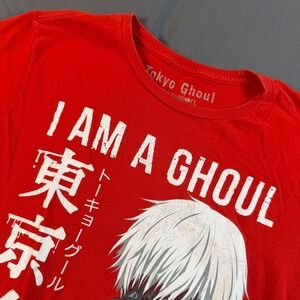 Tokyo Ghoul Ken Kaneki I Am A Ghoul Red Graphic T-Shirt Funimation Mens Medium